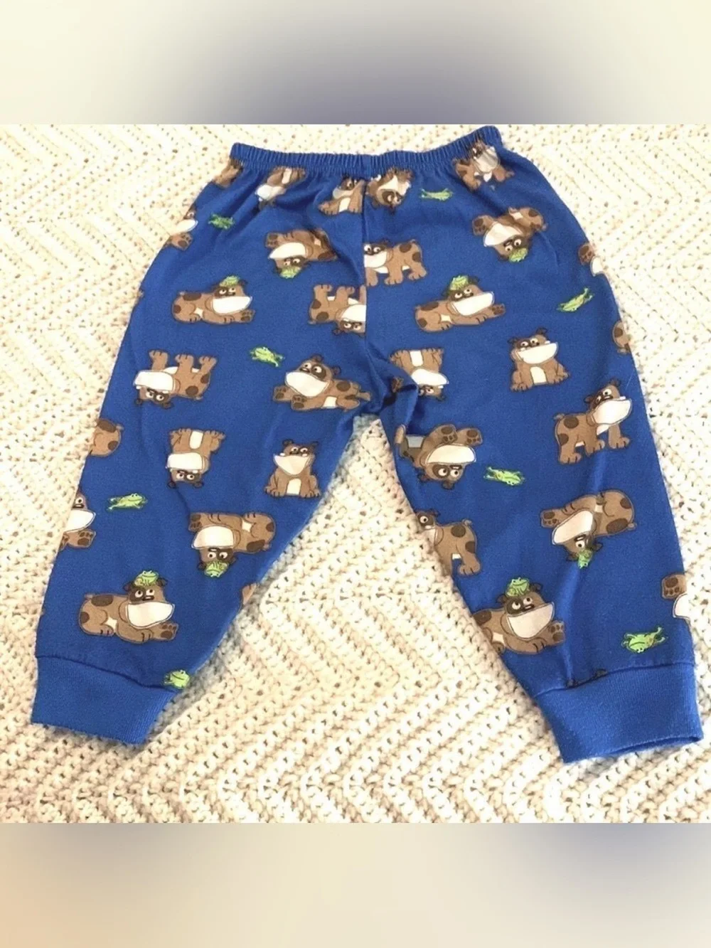 Carter’s Baby Infant Boys Blue BULLDOG Long Sleeve Pajamas Pjs Pants Set 24M